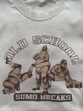 Unbranded Vintage Beige Tee-Shirt with “Old School Sumo Breaks” Graphic